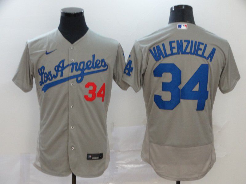Men Los Angeles Dodgers #34 Valenzuela Grey Nike Elite MLB Jerseys->chicago cubs->MLB Jersey